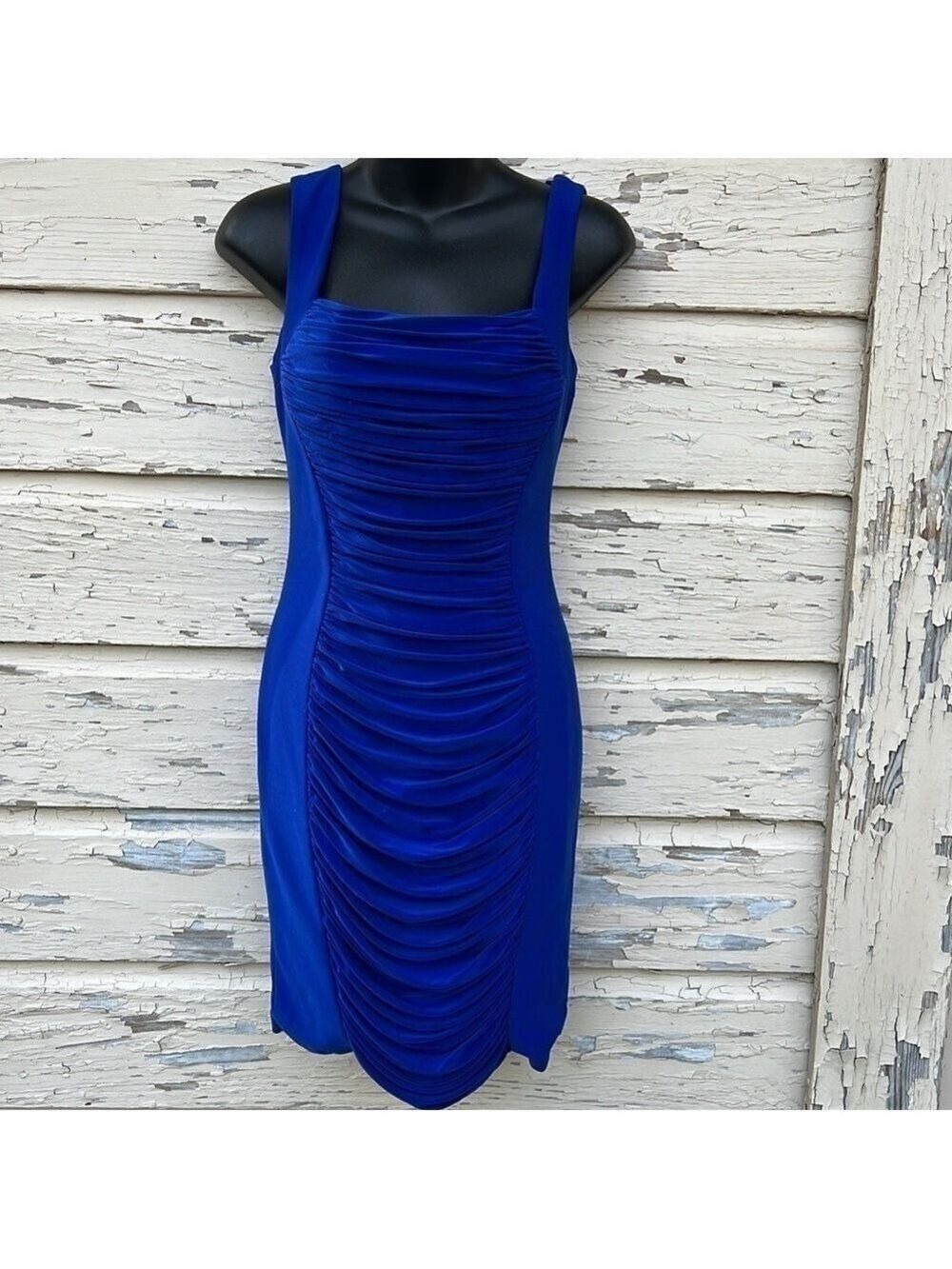 Vintage 80s 1980s Cache Ruched Prom Event Formal Wiggle Jersey Knit Dress 2